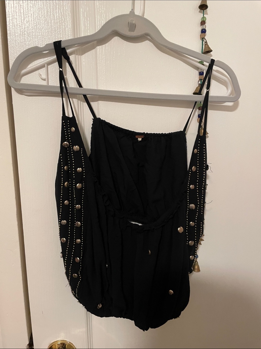 Free people Black Studded Spaghetti Strap Top